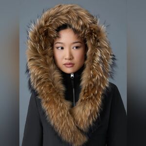 Mackage Black Down Coat with Brown Natural Fur Hood
